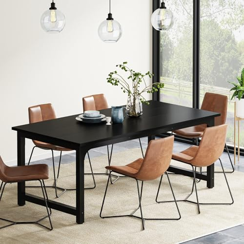 Tribesigns Esstisch, industrieller Küchentisch für 4–6 Personen, rechteckiger Esstisch für Esszimmer, Küche, Wohnzimmer, mit robusten Metallbeinen, Schwarz, 160 x 80 cm