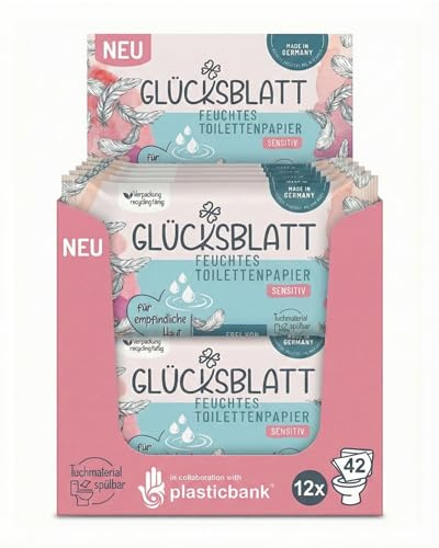 Glücksblatt feuchtes Toilettenpapier Sensitiv | 12x42 Tücher | Parfümfrei