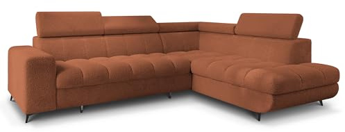Masseno Ecksofa MORIVA Q R-S mit Schlaffunktion L-Form, Klassisch Sofa mit Bettkasten, Wohnzimmersofa, Couch, Soffa, Bettsofa, Couchgarnitur - Orange, Quelle 54