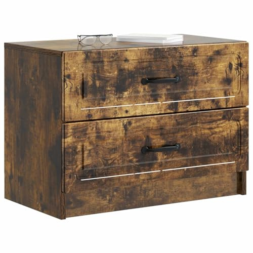 vidaXL Nachttisch Geräucherte Eiche 62 x 34,5 x 44,5 cm Holzwerkstoff, Geräumiger Stauraum, Vintage Schlafzimmer-Deko, praktischer Nachttisch, stylischer Tisch für Dein Zimmer