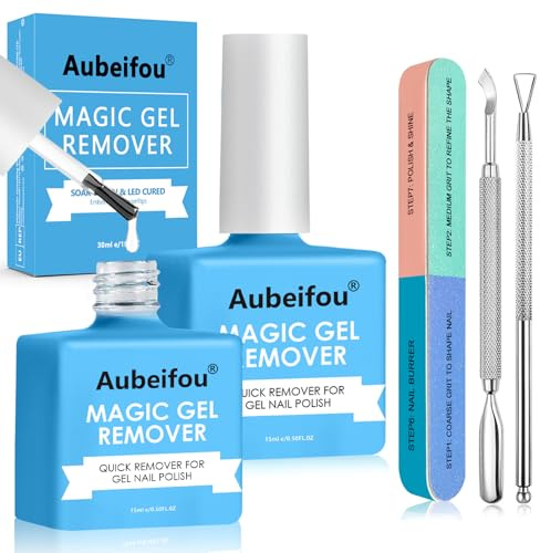 2 Stück 15ml Gel Nagellackentferner, Professioneller Gel Nagellack Entfernung, mit Nagelfeile und Nagellackschaber, Schnelles Entladen, entfernen in 3-5 Mins, für Künstliche Kleber Gel Entfernung