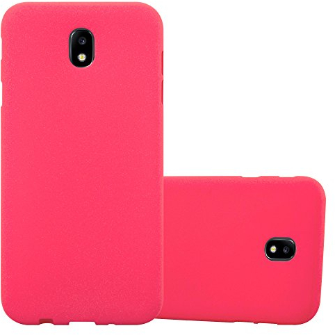 Cadorabo Hülle kompatibel mit Samsung Galaxy J3 2017 Schutzhülle TPU Silikon Case Frost Design Slim Kratzfest Weiche Gummi mit Rundumschutz Case Hülle für Galaxy J3 2017 in Rot