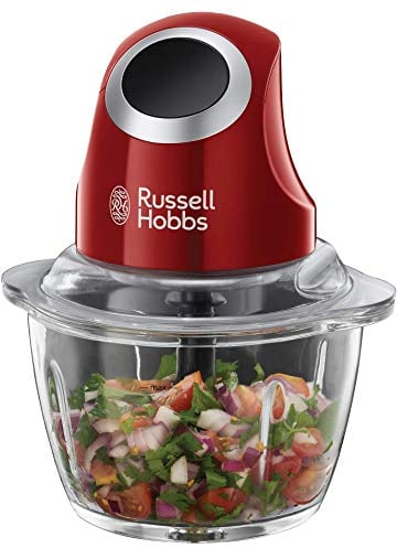 Russell Hobbs 24660-56/RH Desire-Picadora Apta para Todos los Tipos de Alimentos, 200 W, Cuchilla de Acero Inoxidable, 0.5 litros, Plástico Vidrio, Rojo, Ref. 24660-56