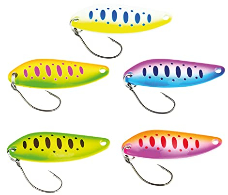 FISHN Ensemble de cuillères à Truite Lumen, Poids: 5 grammes, Longueur: 4 cm, appât à Truite, cuillère à Truite (5 pièces)