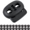 Kordel Stopper, 2-Loch, 20 Stück, Schwarz, für bis Ø 4 mm Kordeln, Band Klemme Jacke, Bekleidung, Rucksack, Gummikordel Stopper, Schnellverschluss Schnürsenkel, Schnur Rutsche, Tanka Kordelstopper