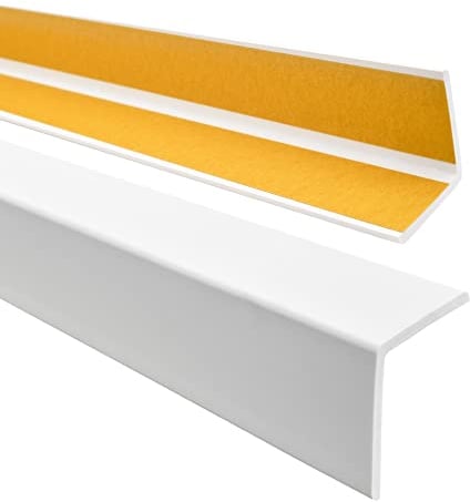 Profilo angolare QUEST 40x40mm, Listello di protezione in plastica flessibile - Striscia autoadesiva - Riparo dei profili angolari e bordi, facile da installare, Bianco, 200cm