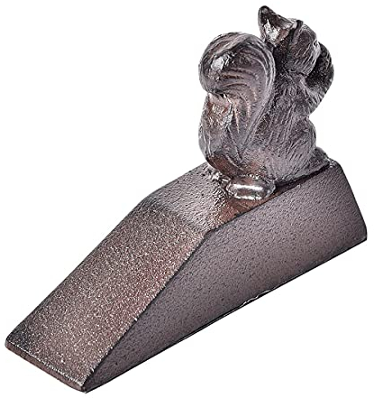 Sungmor Türstopper aus massivem Gusseisen mit rutschfester Matte, starker Widerstand und niedliches Eichhörnchen und antiker Stil, dekorativer Türstopper, Keil, winddicht, ideal für jede Art von Boden
