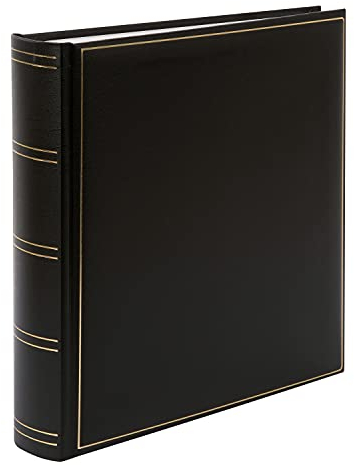 goldbuch 31 385 Fotoalbum Classic mit 100 weiße Seiten und Pergamin Trennblätter, Fotobuch mit Kunstleder Einband und Goldprägung, Album zum Einkleben, Erinnerungsalbum 30 x 31 x 6 cm, schwarz