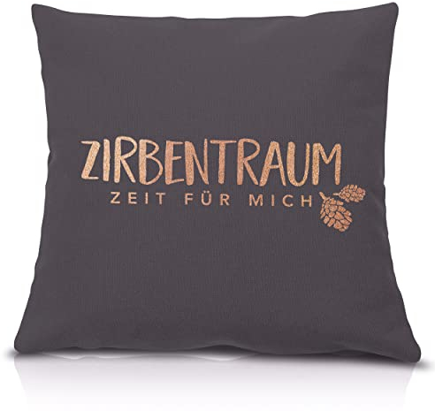Herbalind Zirbenkissen Zirbentraum in Anthrazit/Roségold 40x40 mit Reißverschluss - Gefüllt mit Zirben Zirbenflocken Kopfkissen 100% Baumwolle ohne Zusatzstoffe, Schlafkissen, Duftkissen