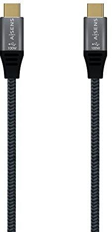 AISENS - A107-0670 - Cavo USB 3.2 Gen2x2 20Gbps 5A 100W E-mark, tipo USB-C/M-USB-C/M, grigio, 0,6 m