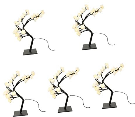 OSALADI 5st Rosenbaum Lichter Blumenrosenlampe Blumenlicht Am Bett Schlafzimmer Schreibtischlampe Led-rosenlampe Blumenlampe Künstliche Blumenbaumlampe Nachtlicht Hochzeit Lampen PVC Weiß