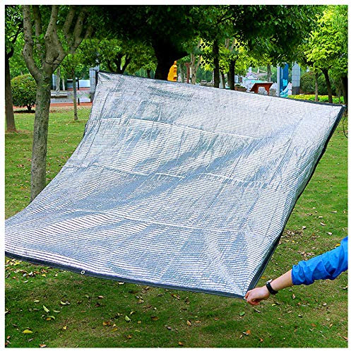Filet d'ombrage d'extérieur Patio Feuille D'aluminium Refléter Toile D'ombrage, 75% Protection UV Netting Bord Taped, Shades Auvent De Terrasse Abri Voiture Aluminium pour Pergola à Effet (Size:3x6m)