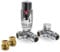 Thermostatic TRV Corner Chrome Radiator Valves 1/2 x 15mm with Brass Radiator Reducer Compression Valve - 15mm to 10mm