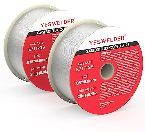YESWELDER Flux Core gasloser MIG-Schweißdraht, E71T-GS Baustahl, 0,035 Zoll Durchmesser, 0,9 kg, starke ABS-Kunststoffspule, Schweißdraht