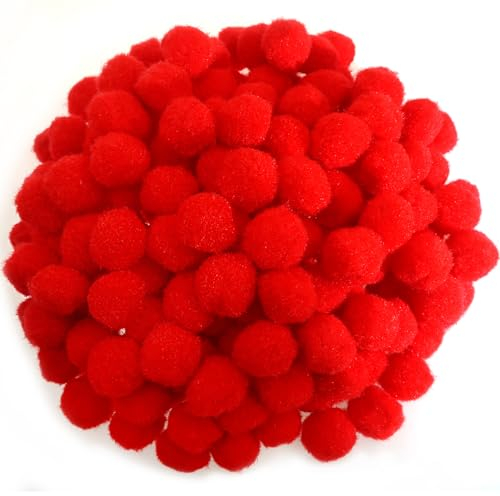 TOAOB 300 Stück Pompons 20mm Rot Pompom Flauschigen Plüsch Set Bälle Kunst Bommel für Lustige DIY Kreative Handwerk