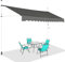 GOPLUS Klemmmarkise 300cm breit, Markise Balkon ohne Bohren, Markise mit Handkurbel, UV-beständig höhenverstellbar wasserabweisend, Sonnenschutz für Balkon Terrasse & Garten (Grau, 300cm)