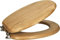 BAYSTONE Oak Wooden Bathroom Toilet Seat Bottom Fitting Chrome Hinges Fixings Included