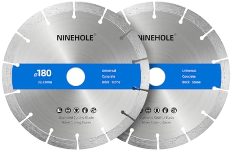 2x Disque Diamant 180 x 22,23 mm Universels pour Béton, Brique, Basalte, Clinker et Plus Encore, 180mm Disque à Tronçonner Diamantés