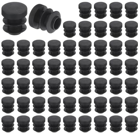 QUARKZMAN 56 Pcs Bouchon en Plastique Rond, Bouchons d'Extrémité de Tube Noirs, 12mm(0.47 Pouce) pour Pieds de Meubles, Protection de Glissement pour Chaise, Canapé, Table, Étagère