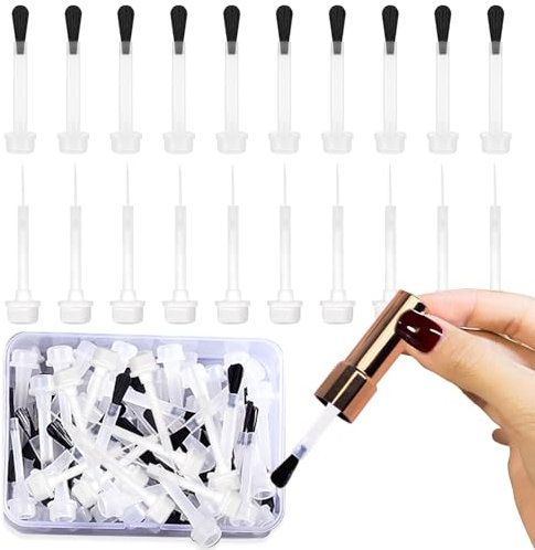 WOKOTO Nail Polish Brush Replacement Brush With a Cap Kit 66pcs Round Brush And 10pcs Liner Brush For Nail Polish Replacement Brushes Gel Nail Soft Brush Head Liquid Nail Brushes Fingernail Brush