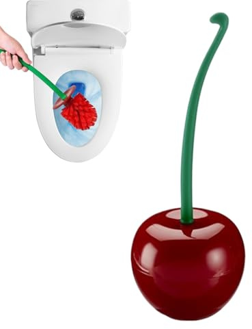 Ensemble brosse de toilette et support en forme de cerise – Brosses de nettoyage de toilettes à long manche pour salle de bain, outil de nettoyage ménager créatif,brosse de toilette sur support mignon