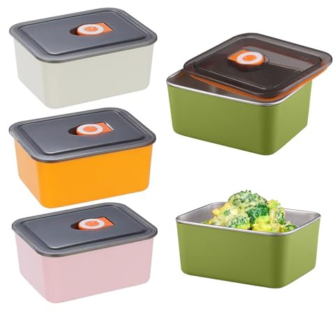 WakiHong 4 Packs Stainless Steel Snack Box Food Containers With Lids