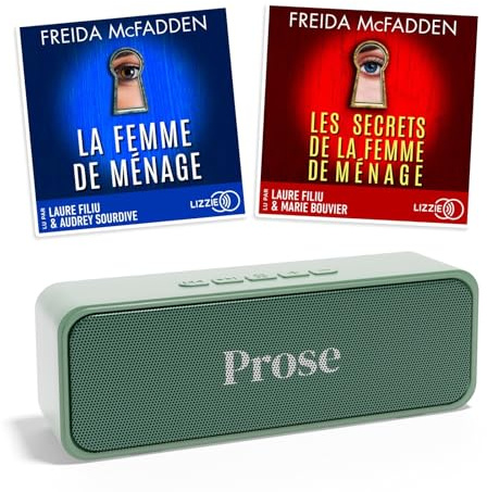Prose Coffret Livre Audio La Femme De Ménage - Freida McFadden + Lecteur Livres Audio, Large Catalogue de Livres à Écouter - Interface Intuitive - Enceinte Fournie avec Câble de Charge, Télécommande