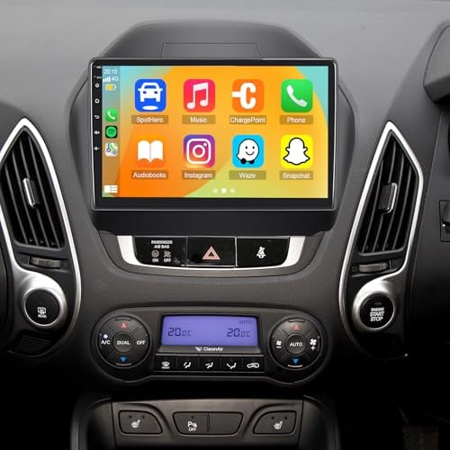4+64G 2 Din Android 15 Autoradio Navi für Hyundai IX35 2009-2015 mit Carplay Android Auto, 10 Zoll Touchscreen Auto Player Radio GPS Navigation Head Unit mit WLAN Bluetooth FM RDS DSP Equalizer SWC