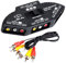 P99C 3-Wege AV Switch Splitter Umschalter - 3X Eingang 1x Ausgang für Composite Video & Stereo Audio, Kompatibel mit TV, Gaming-Konsolen, DVD-Playern, Ohne Stromversorgung, Inkl. 70cm RCA-Kabel