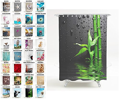 Sanilo Rideau de Douche, Large Choix de Beaux Rideaux de Bain, Haute qualité, 12 Anneaux Inclus, Imperméable, Effet Anti-moisissures (180 x 200 cm, Virella)