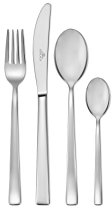 Gerlach Onda Besteck-Set 6 Personen Spülmaschinenfest Essbesteck Edelstahl Tafelbesteck Messer Gabel Löffel Teelöffel Kuchengabel Soßenlöffel Kuchenspachtel Glänzend Rostfrei 24 Stk