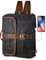 Rucksack aus Leder Laptoprucksack Fahrradrucksack Trekkingrucksack Lederrucksack Tagesrucksack Canvas Segeltuch Damen Herren (Grau)