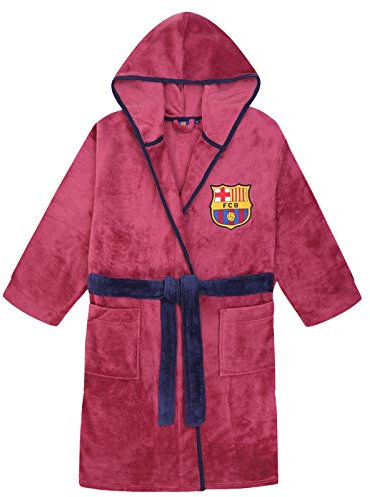 FC Barcelona - Jungen Fleece-Bademantel mit Kapuze - Offizielles Merchandise - Rot - 7-8 Jahre