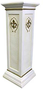 Antikes Wohndesign Griechische Blumensäule Blumenständer Wappensäule Beige Gold Podest Höhe: 75cm