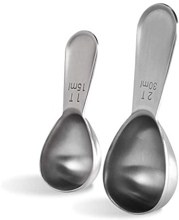U-Taste Juego de Tazas y Cucharas Medidoras en Acero Inoxidable 18/8 (Cucharada de 15ml+30ml)