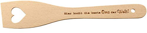 Spruchreif · Pfannenwender aus Holz mit Herz und Gravur · Geschenk für die Mutter · Oma (Hier kocht die beste Oma der Welt!)