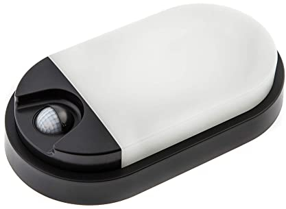 HUBER LED Ovalarmatur Wandlampe mit Bewegungsmelder 140° 10W, 800lm I IP54 geschützte LED Außenleuchte mit Bewegungssensor I Wandleuchte innen, anthrazit