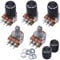 Taiss/5 stücke 10K Ohm Potentiometer 6 Pins Split Welle Rotary Linear Dual Taper Audio B Typ Lautstärkeregler Potentiometer B10K + 5 stücke Knopf