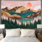 Dricar Sonnenuntergang Tapisserie, Berg Wald Baum Tapisserie Wandteppich Indian Mandala Wall Hanging Hippie Tapestry Boho Wandtuch Schlafzimmer Dekoration 90.6x70.9in (Sonne)