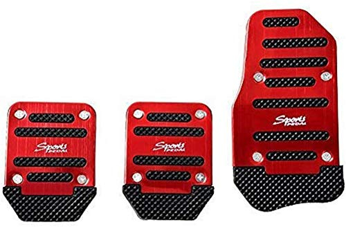 ZOOENIE 3 Stück Universal Aluminium Manuelle Übertragung Auto Nicht-slip Pedal Manuelle Auto Bremse Kupplung Accelerator Legierung Gleitschutz Fuß Pedal (Rot)