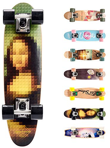 meteor Holz Skateboard Kinder - Mini Cruiser Kickboard - Skateboard mädchen Rollen Board - hohe Qualität Old School Skateboards Holz Deck - Retro Skateboard Jungen