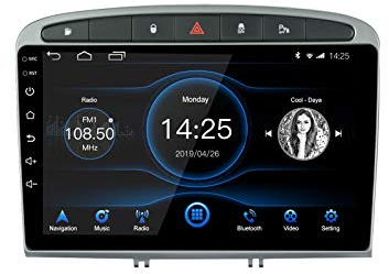 EZoneTronics Android Autoradio Stereo für Peugeot 308/408 2010-2016 mit Carplay Android Auto 9 Zoll Touchscreen Hochauflösende GPS-Navigation SWC AM FM WLAN Bluetooth USB-Player 2G RAM + 32G ROM