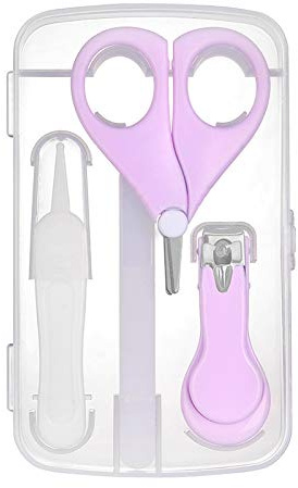Magik 4-in-1 Baby Newborn Infant Toddler Grooming Kit Nail Clippers Scissor Nail File Tweezer Set (Light Purple)