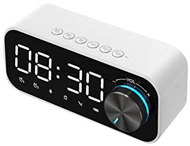 Yumira Radio-réveil, haut-parleur Bluetooth, double réveil avec affichage LED et miroir - Réveil numérique Bluetooth 5.0