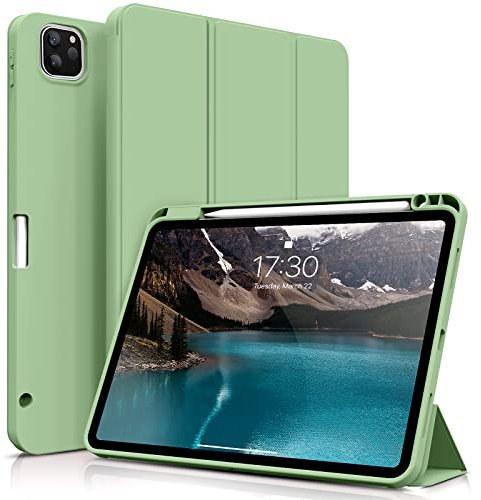 ZOYU Case for 11 inch iPad Pro 4th/3rd Generation 2022/2021, Trifold Stand Protective Case with Pencil Holder, Auto Sleep/Wake, Soft Slim TPU Back Cover, for iPad 11 Pro 2nd 1st 2020 2018 - Green