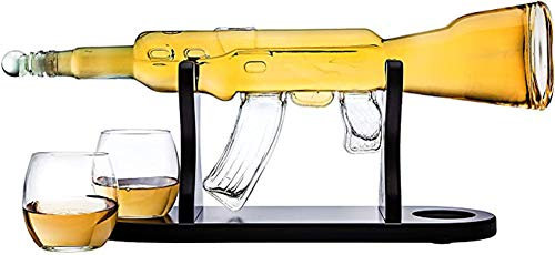 AMAZOM AK-47 Whisky Dekanter Mit 2 Whiskygläsern Set - Für Likör, Scotch, Bourbon Wodka, Whisky, Rum, Tequila