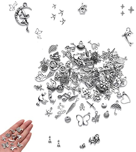 DIY Basteln Charms Anhänger,100 Stück, Mixed Charms Kleiner Schmuck,Anhänger Charms Zum Basteln,für Schmuckherstellung Halskette Armband Weihnachten Dekoration