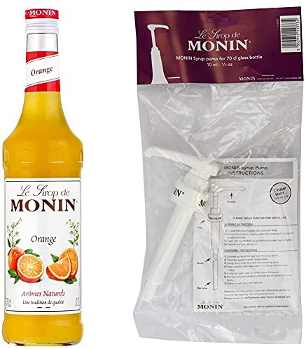MONIN Premium Orange Syrup 700 ml & 10 ml pump for 70 cl MONIN Premium Syrup bottles