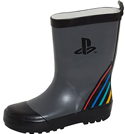 Playstation Jungen Gummistiefel Kinder Gamer Gummistiefel Regenstiefel, Schwarz, 26 EU