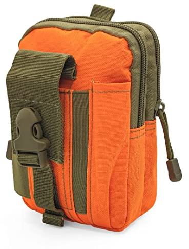 Long Keeper Wandern Hüfttasche - Kleine Molle Pouch Tactical Utility Gürteltasche, Outdoor Waist Pack, EDC Pocket Organizer Tasche mit Handy Holster für Radfahren Laufen Wandern (Orange)